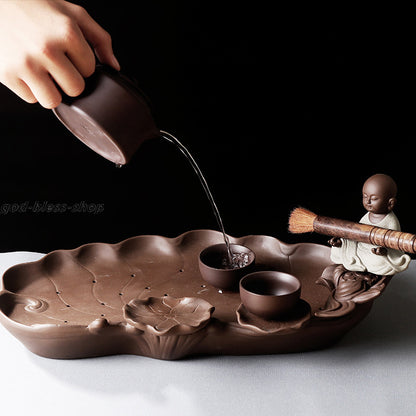 Reservoir Tea Plate For Pot Cup Yixing Zisha Purple Clay Tea Tray Lotus Tea Pet