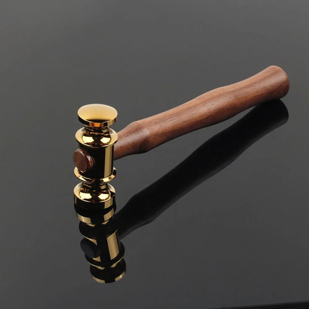 Hammer Solid Brass Mirror Polished Wooden Handle Leather Craft Workshop DIY Tool