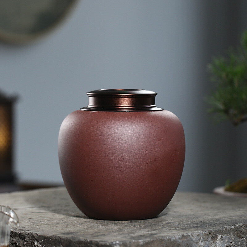 Sealed Tea Canister With Lid Chinese Yixing Zisha Purple Clay Awakening Tea Jar