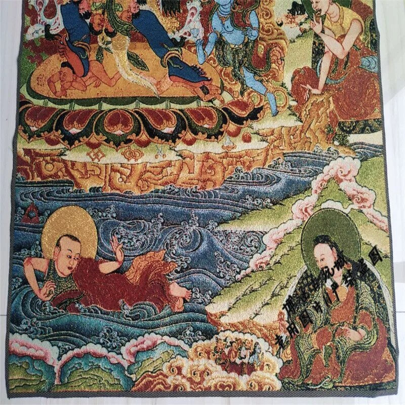 Tibetan Tangka Buddha Statue Nepalese Painting Silk Embroidery Brocade Painting