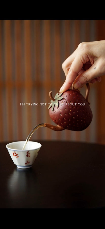 130cc Chinese Yixing Handmade Zisha Teapot Duan Clay Strawberry Gongfu Tea Pot