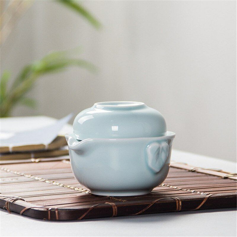 China Kung Fu Tea Set Ceramic Celadon 3D Carp 1 Tea Pot 1 Tea Cup Teapot Kettle