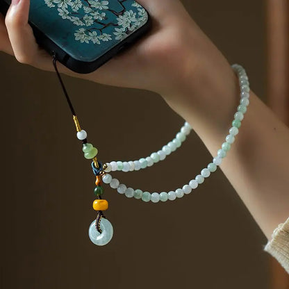 Exquisitely Chinese Retro Natural Jade Pingan Buckle Keychain Auspicious Pendant