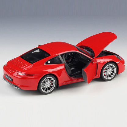 Porsche 911 Carrera S Model Car 1:24 Diecast Metal Vehicle Doors Trunk Open Red