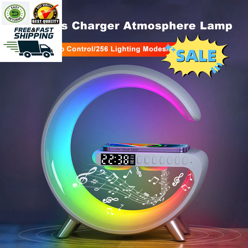 Multifunctional Wireless Charger Alarm Clock Speaker APP RGB Light Fast Charging