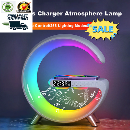 Multifunctional Wireless Charger Alarm Clock Speaker APP RGB Light Fast Charging