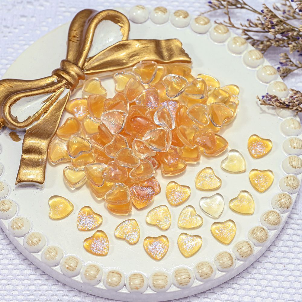 Nail Art Decals 20-100Pcs 3D Heart Charms Clear Acrylic DIY Manicure Accessories