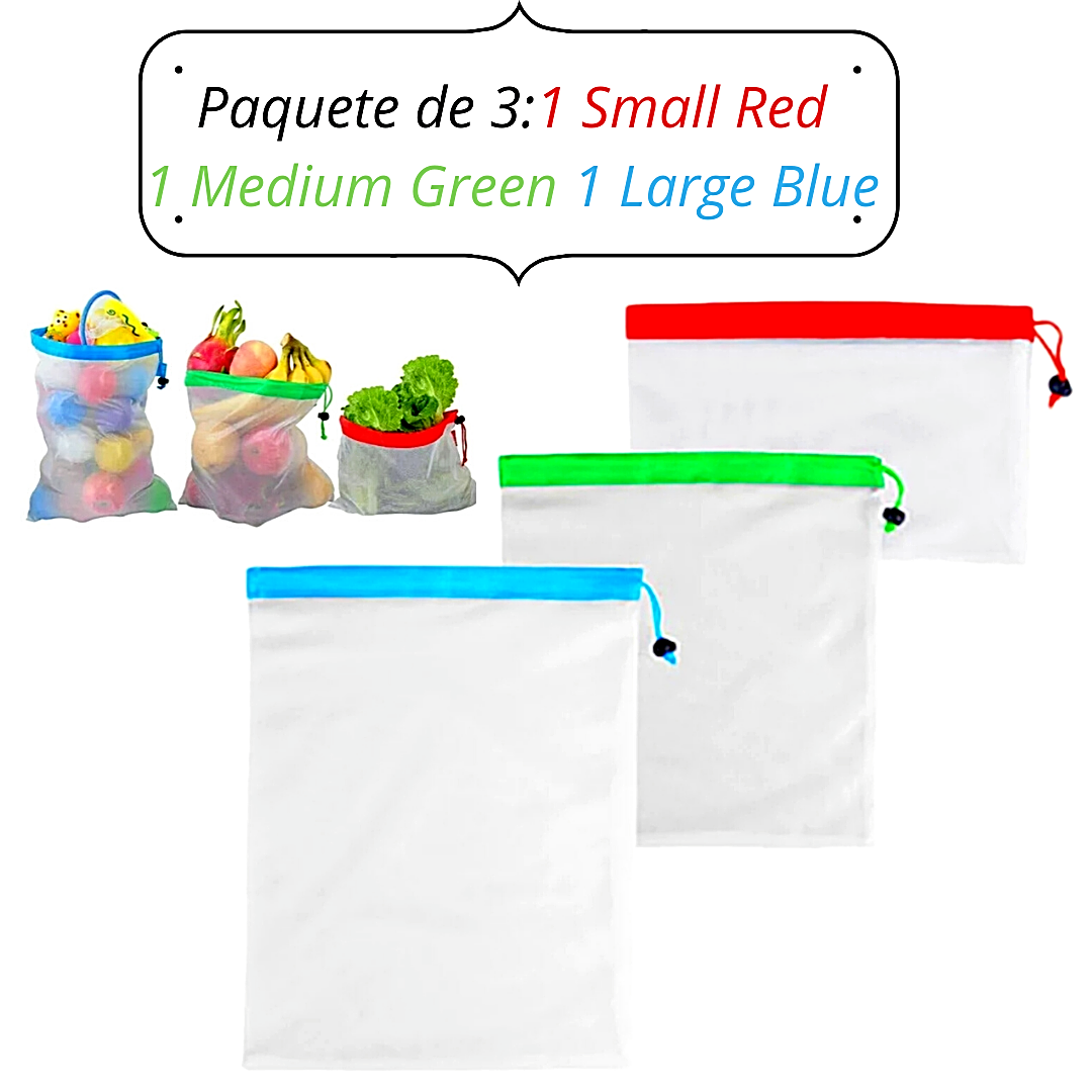 Bolsas Bags Mallas Para Cocina Juguetes Frutas Resistente Reutilizable 3Pz US