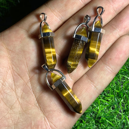 4pc Natural Tiger's eye Quartz Crystal Necklace Pendant healing