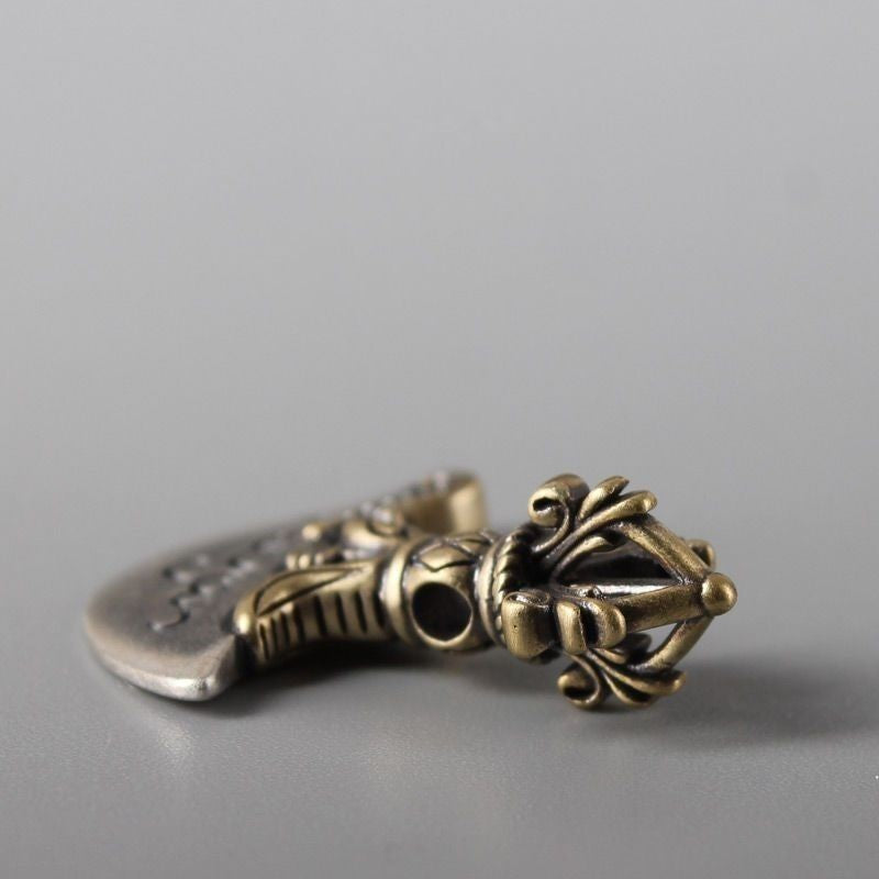 Tibetan Vajra Axe Cloud Back Bead Handmade Silver DIY Prayer Bead Accessory