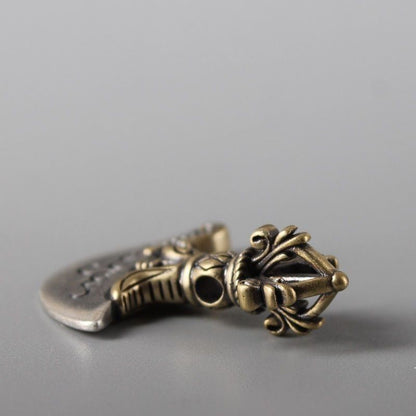 Tibetan Vajra Axe Cloud Back Bead Handmade Silver DIY Prayer Bead Accessory