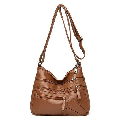 Women Shoulder Bag Leather Messenger Bag Flower Patchwork Leather Purse Handbag