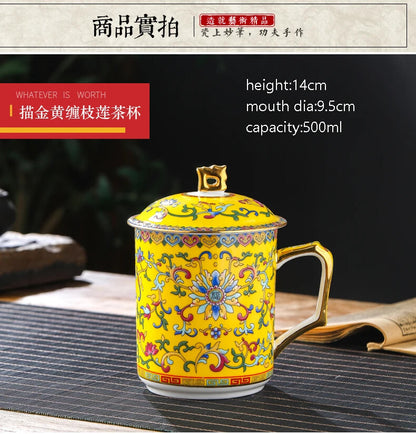 500ml China Jingdezhen Ceramic Home Tea Cup Water Cup Office Cup Conference Cup