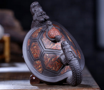Chinese Yixing Zisha Pottery 240cc Purple Clay Teapot Handmade Dragon Turtle Pot