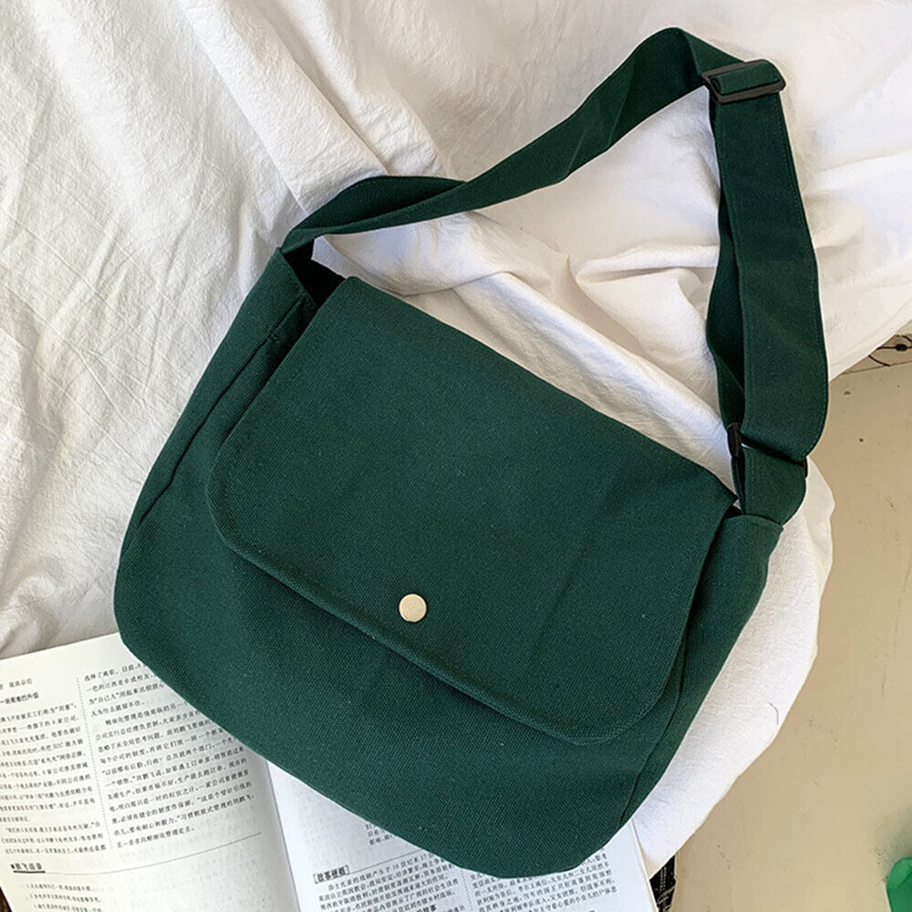 Canvas Handbag Messenger Bag Large Capacity Solid Color Shoulder Bag Simple
