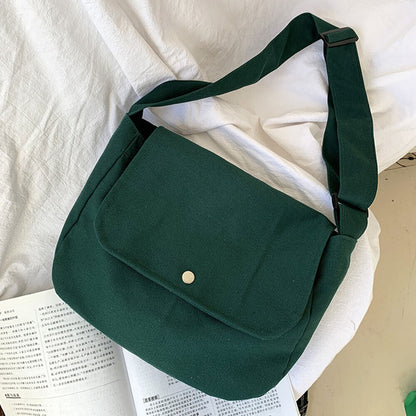 Canvas Handbag Messenger Bag Large Capacity Solid Color Shoulder Bag Simple