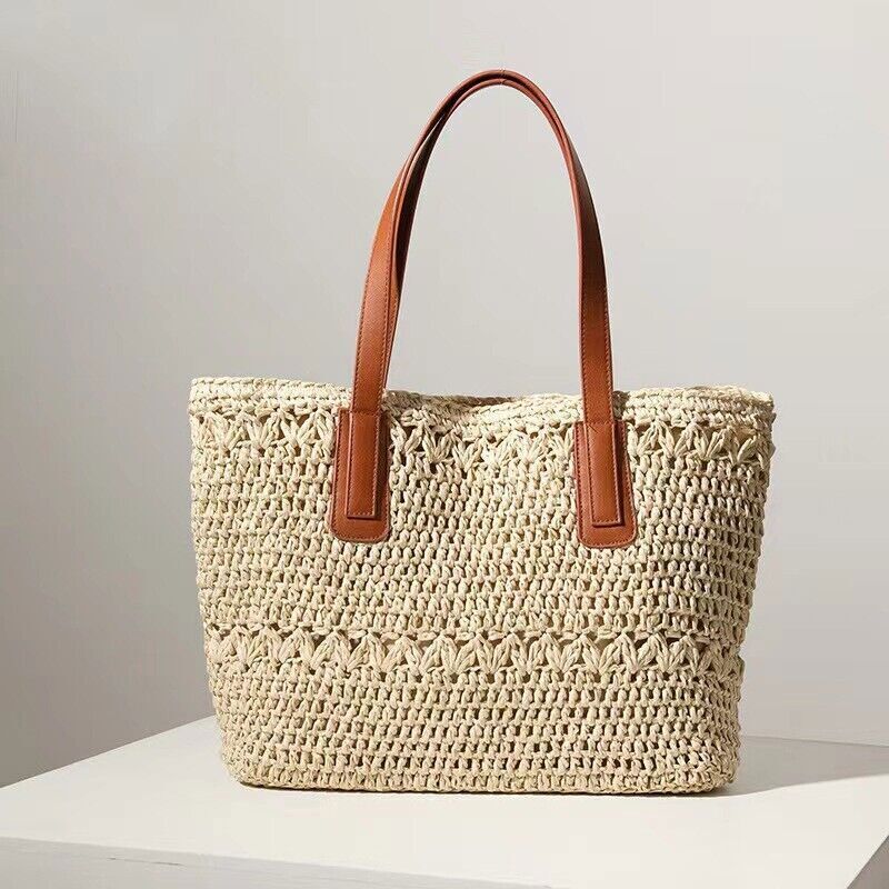 Straw Bag for Womens Summer Beach Bag Woven Tote Bag Large Rattan Shoulder Bag