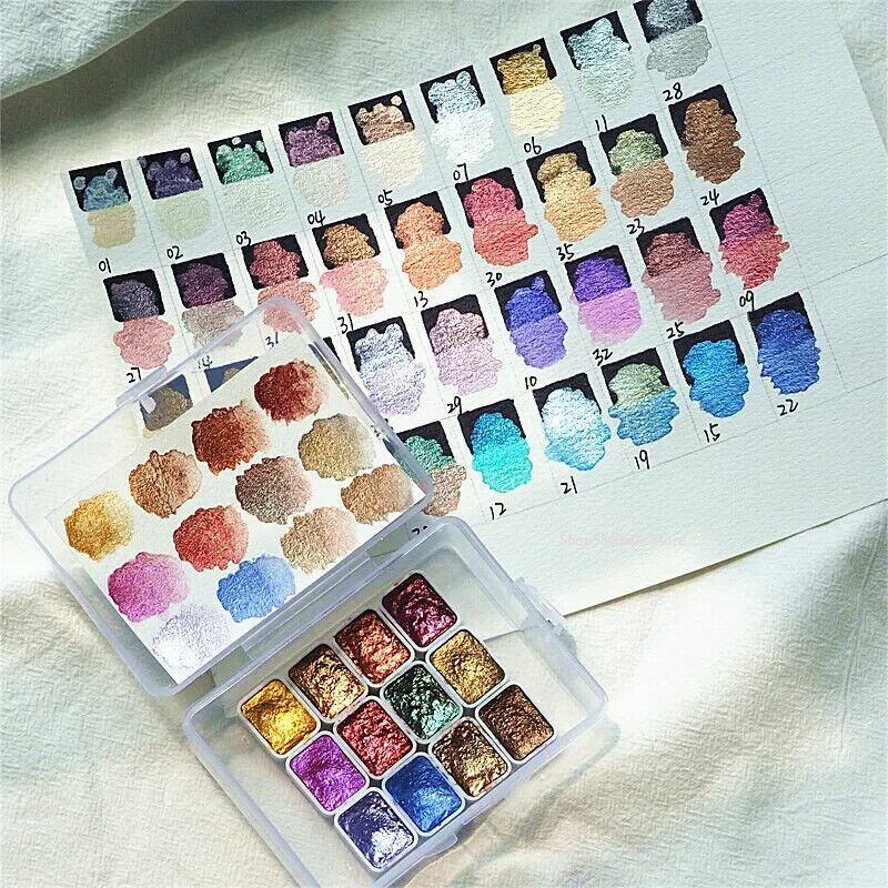 Watercolor Paints Metallic Pearlescent Solid Handmade Fine Art Painting Supplies