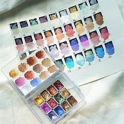 Watercolor Paints Metallic Pearlescent Solid Handmade Fine Art Painting Supplies