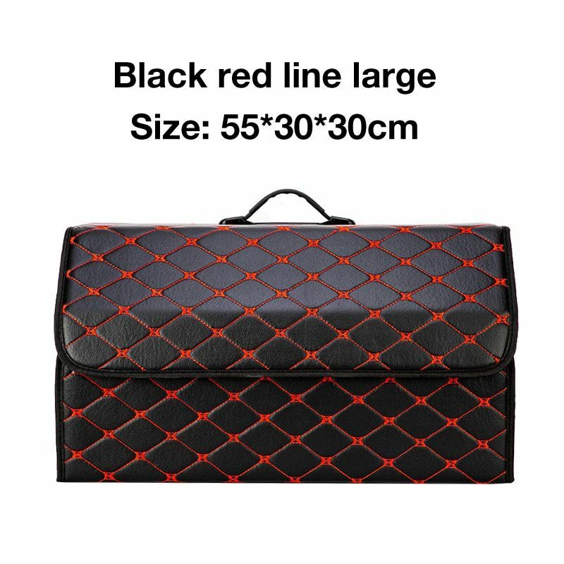 Car Trunk Storage Organizer Bag PU Leather Box Folding Stowing Tidying SUV Broad
