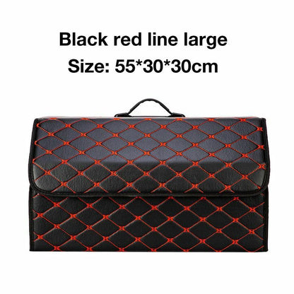 Car Trunk Storage Organizer Bag PU Leather Box Folding Stowing Tidying SUV Broad