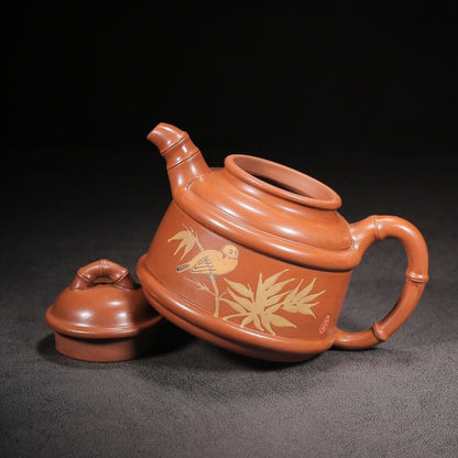 Chinese Yixing Zisha Clay Handmade Exquisite Teapot （竹韵 底款：周桂珍）