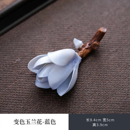 Jade Orchid Flower Tea Pet Ornament Home Tea Table Decoration Ornaments