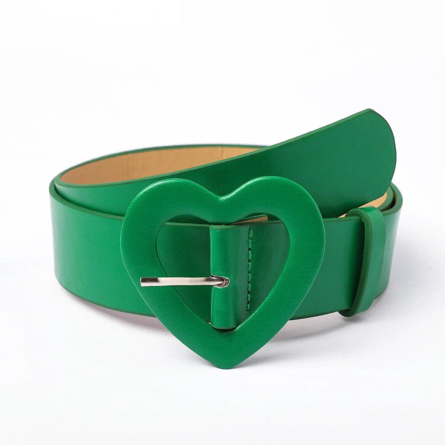 Women Belts Wide Leather Heart Buckle Button Decoration Skirt Fashion Waistbands