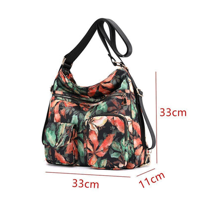 Woman Nylon Laptop Backpack Multifunctional Floral Zipper Soft Traveling Bag 1PC