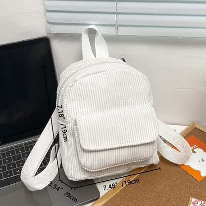 Fashion Women Backpack Corduroy Small Student Bookbag Traveling 19*19*9CM Square