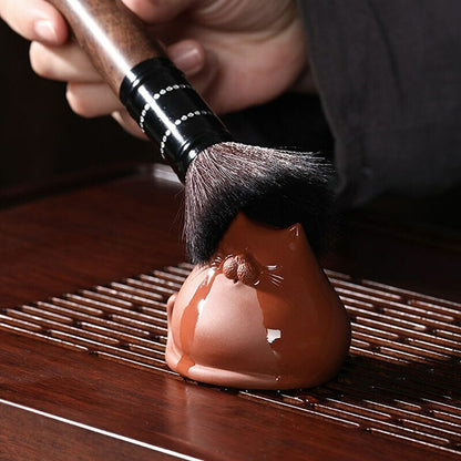 Mini Purple Sand Cat Tea Pet Ornaments Tea Set Handmade Tea Table Tea Ceremony