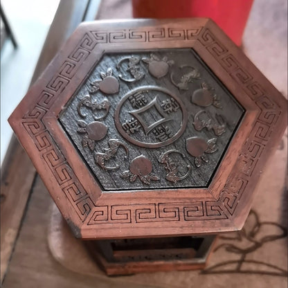 Red Rosewood Hexagonal Hollow Incense Box Double Layer Incense Holder Home Decor