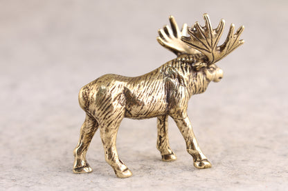 Netsuke Mini Chinese Brass Handwork deer figure Statue tea pet fengshui