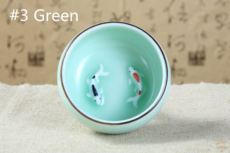 One Cup Ceramic Porcelain Tea Cup Made in China Fish Lotus Design Handmade Cups