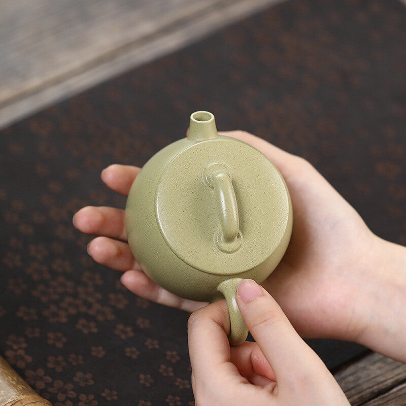 Full Handmade Tea Pot Marked Master Pot With 3 Feet Real Yixing Zisha Green Clay