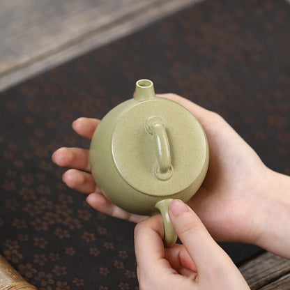 Full Handmade Tea Pot Marked Master Pot With 3 Feet Real Yixing Zisha Green Clay