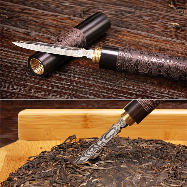 Pu'er Tea Knife Tool For Pu'er Tea Cake Handmade Dragon Relief Stainless Steel