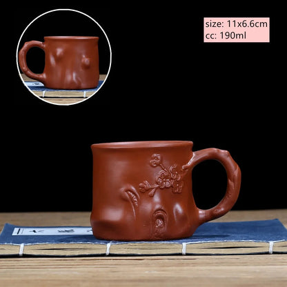 Yixing Purple Sand with Handle Teacup Handmade Dragon Pattern Portable Tea Cup
