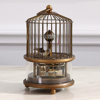 Rare Brass Birdcage Mechanical Table Clock