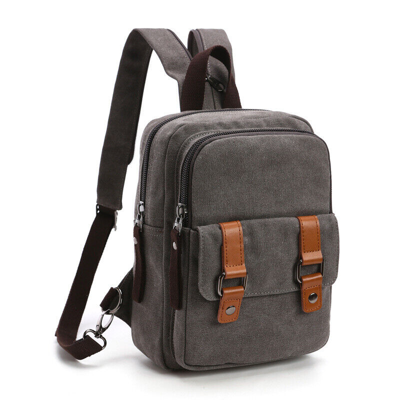 Unisex Canvas Convertible Small Mini Backpack Rucksack Chest Pack Sling Bag