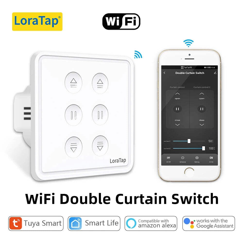 WiFi Double Curtain Switch EU Smart Blind Control