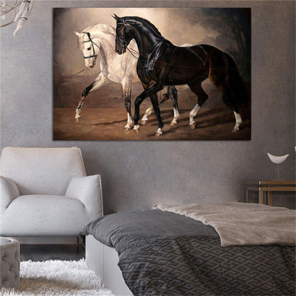 Black and White Horse Wall Art Canvas Prints Modern Animal Canvas Art Paintings