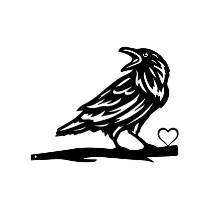 Iron Silhouette Crow Trunk Stake Fence Ornament Iron Crafts Wall Art Decoration