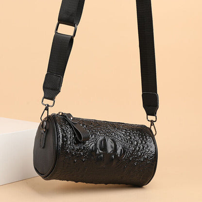 Leather Crocodile Print Women Bag Desinger Cylinder Bag Crossbody Shoulder Bag