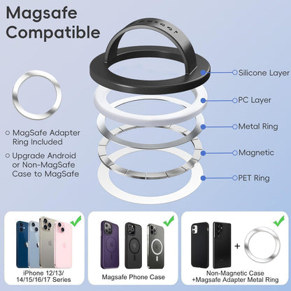 Magnetic Silicone Ring Grip Phone Holder, Strong Magnetic Attraction, Comfy and