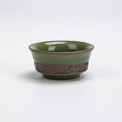 China tea cup relief master cup porcelain kungfu tea cup longquan celadon teacup