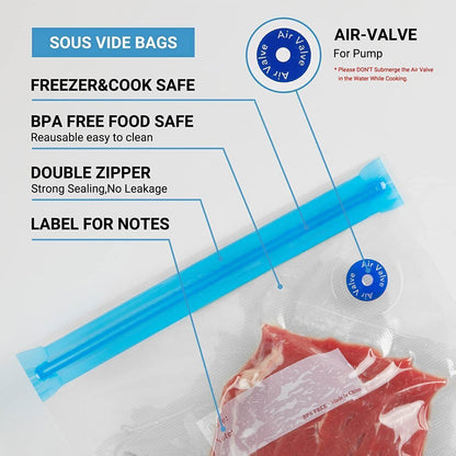 Electric Vacuum Sealer Food Saver Machine With 30Pcs Sous Vide Bags Reusable Bag