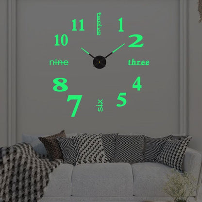 DIY Wall Clocks Creative Acrylic Punch-Free Luminous Living Room Home Decor 16in