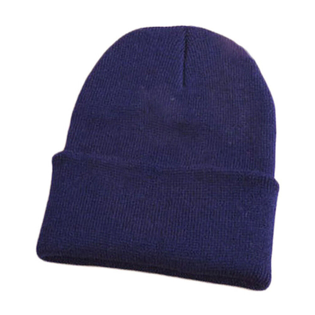 Beanie Hat Men Women Plain Knit Ski Cap Warm Elastic Skull Winter Cuff Thermal