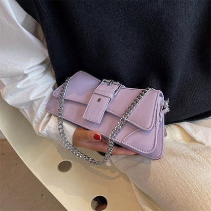 Chain Shoulder Bag Synthetic Leather Handbag Vintage Flap Crossbody Sling Bags
